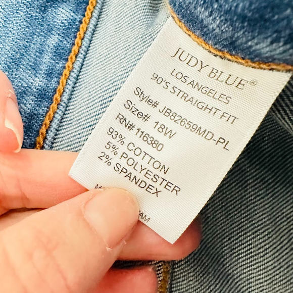 Judy Blue 90s Straight Cargo Jeans Womens 18W Blue High Rise Denim Medium Wash - Picture 8 of 9